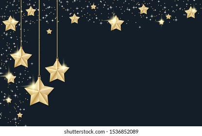 Christmas and New Year black luxury vector background with winter decor