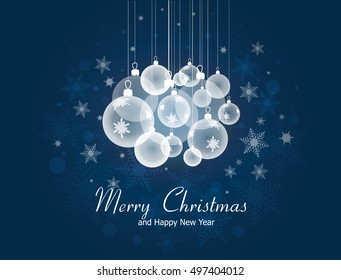 Christmas and New Year blue background