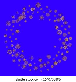 Christmas and New Year blue vector background with golden snowflakes. The effect of decorating snowflakes. The winter vacation. Well suited for a Christmas card, banner or poster. EPS 10