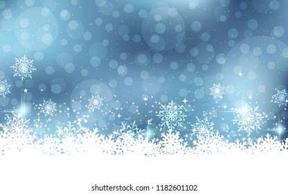 Christmas and New Year blue vector background with snowflakes and stars