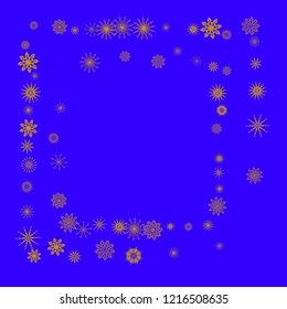 Christmas and New Year blue vector background with golden snowflakes. The effect of decorating snowflakes. The winter vacation. Well suited for a Christmas card, banner or poster. EPS 10