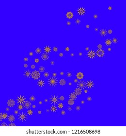 Christmas and New Year blue vector background with golden snowflakes. The effect of decorating snowflakes. The winter vacation. Well suited for a Christmas card, banner or poster. EPS 10