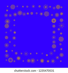 Christmas and New Year blue vector background with golden snowflakes. The effect of decorating snowflakes. The winter vacation. Well suited for a Christmas card, banner or poster. EPS 10