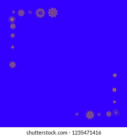 Christmas and New Year blue vector background with golden snowflakes. The effect of decorating snowflakes. The winter vacation. Well suited for a Christmas card, banner or poster. EPS 10