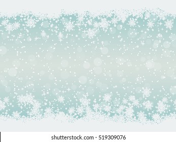 Christmas and New Year blue vector background with white stars and snowflakes