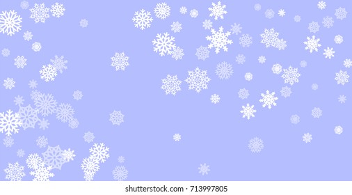 Christmas and New Year blue vector background with white snowflakes. Well suited for a Christmas card, banner or poster. EPS 10