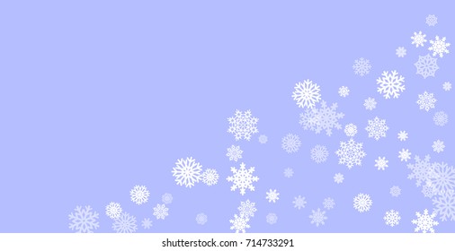 Christmas and New Year blue vector background with white snowflakes. Well suited for a Christmas card, banner or poster. EPS 10