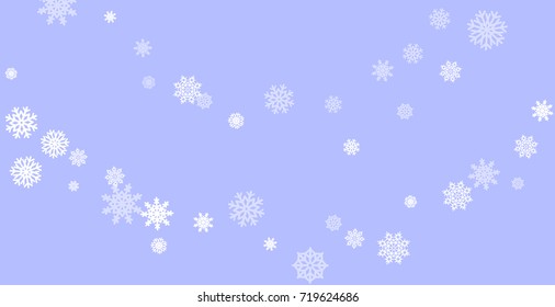 Christmas and New Year blue vector background with white snowflakes. Well suited for a Christmas card, banner or poster. EPS 10