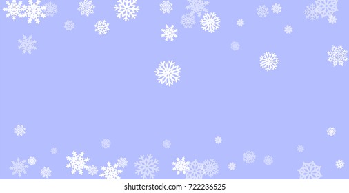 Christmas and New Year blue vector background with white snowflakes. Well suited for a Christmas card, banner or poster. EPS 10