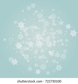 Christmas and New Year blue vector background with white stars and snowflakes
