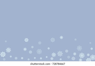 Christmas and New Year blue vector background with white snowflakes. Well suited for a Christmas card, banner or poster. EPS 10