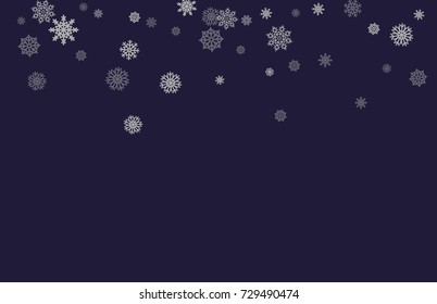 Christmas and New Year blue vector background with white snowflakes. Well suited for a Christmas card, banner or poster. EPS 10