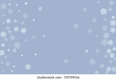 Christmas and New Year blue vector background with white snowflakes. Well suited for a Christmas card, banner or poster. EPS 10