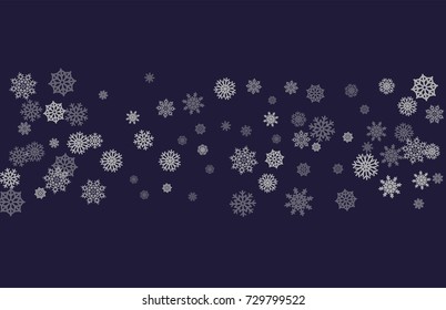 Christmas and New Year blue vector background with white snowflakes. Well suited for a Christmas card, banner or poster. EPS 10
