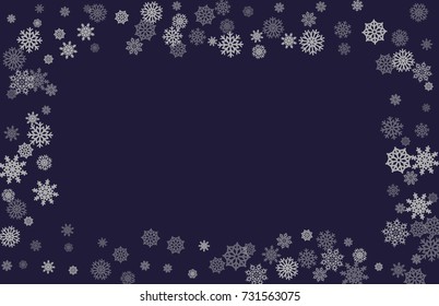 Christmas and New Year blue vector background with white snowflakes. Well suited for a Christmas card, banner or poster. EPS 10