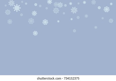 Christmas and New Year blue vector background with white snowflakes. Well suited for a Christmas card, banner or poster. EPS 10
