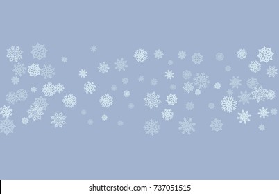 Christmas and New Year blue vector background with white snowflakes. Well suited for a Christmas card, banner or poster. EPS 10