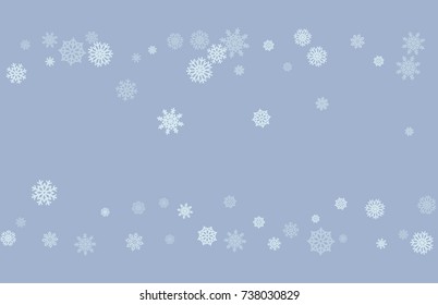 Christmas and New Year blue vector background with white snowflakes. Well suited for a Christmas card, banner or poster. EPS 10