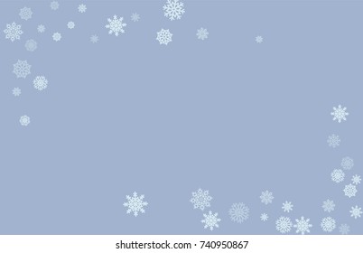 Christmas and New Year blue vector background with white snowflakes. Well suited for a Christmas card, banner or poster. EPS 10