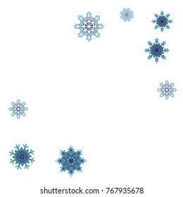 Christmas and New Year blue vector background with white snowflakes. Well suited for a Christmas card, banner or poster. EPS 10