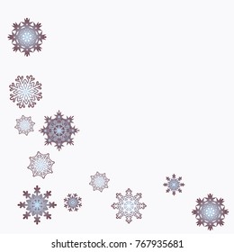 Christmas and New Year blue vector background with white snowflakes. Well suited for a Christmas card, banner or poster. EPS 10