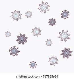 Christmas and New Year blue vector background with white snowflakes. Well suited for a Christmas card, banner or poster. EPS 10