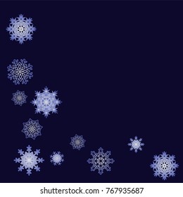 Christmas and New Year blue vector background with white snowflakes. Well suited for a Christmas card, banner or poster. EPS 10