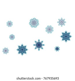 Christmas and New Year blue vector background with white snowflakes. Well suited for a Christmas card, banner or poster. EPS 10