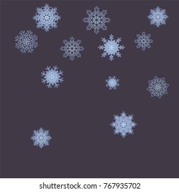 Christmas and New Year blue vector background with white snowflakes. Well suited for a Christmas card, banner or poster. EPS 10