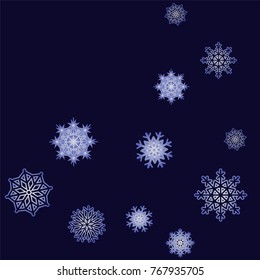Christmas and New Year blue vector background with white snowflakes. Well suited for a Christmas card, banner or poster. EPS 10