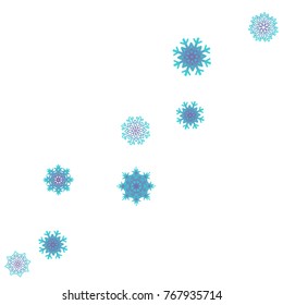 Christmas and New Year blue vector background with white snowflakes. Well suited for a Christmas card, banner or poster. EPS 10