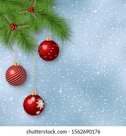 Christmas and New Year blurred vector background with stars, snowflakes and winter decor