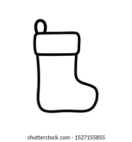 Christmas or New Year boot stroke icon for gifts