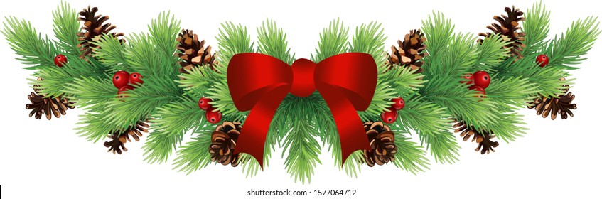 Christmas and New Year border of realistic branches of Christmas tree, Element for festive design .Eps 10