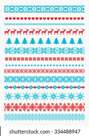 Christmas and New Year borders. Scandinavian style traditional motifs. All used pattern brushes included.