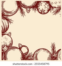 Christmas and New Year calligraphy frame Holly Jolly. Modern lettering for cards, posters, t-shirts, etc. with hand drawn doodle elements. Vector illustration.