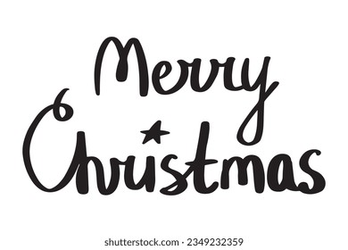 Christmas and New Year calligraphy phrase Merry Christmas. Vector black typography isolated on white background. Modern hand drawn lettering for greeting cards, posters, t-shirts etc.

