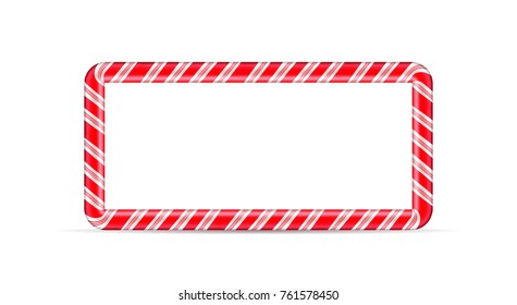 Christmas And New Year Candy Cane Frame.