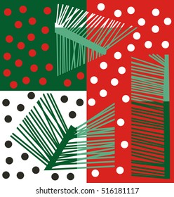 Christmas and New Year card with branches. Vector Christmas background. Ornamental, traditional, simple.  Cute print with pine branches in scandinavian style.