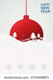 Christmas, New Year card in bright festive colors Vector illustration concepts for background, greeting card, party invitation card, banner, social media Strokes, balls, snowflakes Vector illustration