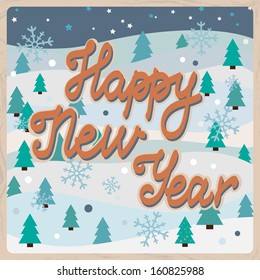 Christmas and New year card concept. Holiday background with winter landscape