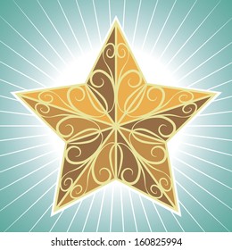 Christmas and New year card concept. Holiday background with shining star