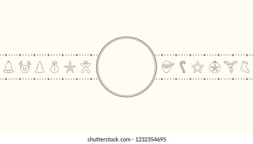 Christmas and New Year card with decorations and copyspace. Vector.