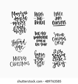 Christmas and New Year card design elements. Wonderful handwritten Christmas wishes for amazing holiday greeting cards. Handdrawn lettering. 