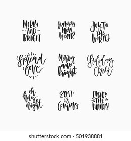 Christmas and New Year card design elements. Wonderful handwritten Christmas wishes for an amazing holiday greeting cards. Hand drawn lettering. 