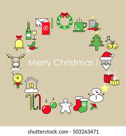 Christmas and New Year card. Design Flat Line