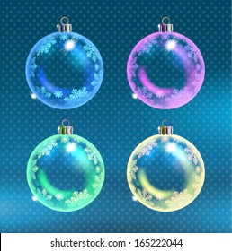Christmas and New year card elements. Set of toy balls