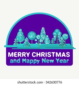 Christmas and New Year card in flat style. Vector illustration for graphic design.