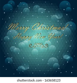 Christmas and New Year card. Geometric pattern of hexagons. Defocused background. Abstract design with bokeh. Blurred background. Pattern of geometric shapes.