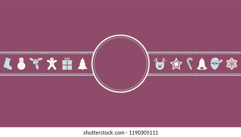 Christmas and New Year card with ornaments and copyspace. Vector.